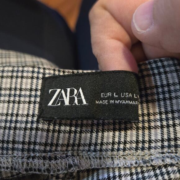 Zara Glen Check Plaid Straight-Leg Pants Women’s Large - Picture 3 of 7